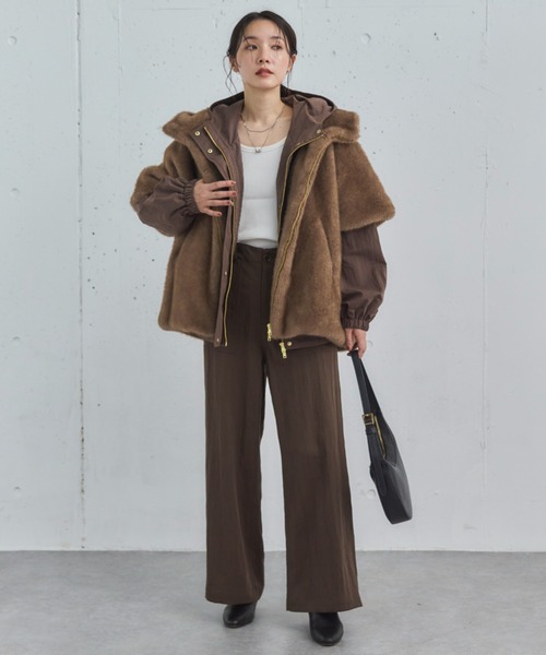 セール】ミンクファーライクフーディーベスト（その他アウター）｜DOUX
