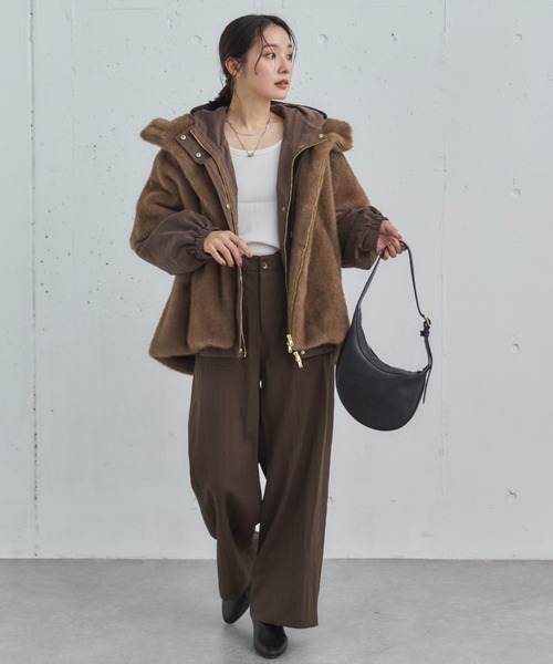 セール】ミンクファーライクフーディーベスト（その他アウター）｜DOUX