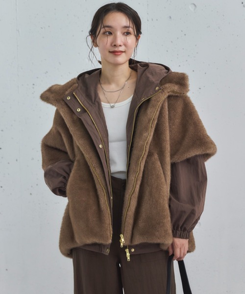 セール】ミンクファーライクフーディーベスト（その他アウター）｜DOUX