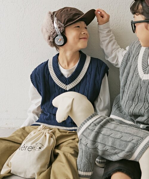 CIAOPANIC TYPY（チャオパニックティピー）の「【KIDS】TEE付きで簡単レイヤード！チルデンニットベスト（ニット/セーター・キッズ・ネイビー/グレー/バーガンディー・150/130/110）」の3枚目の写真