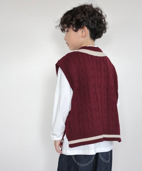 CIAOPANIC TYPY（チャオパニックティピー）の「【KIDS】TEE付きで簡単レイヤード！チルデンニットベスト（ニット/セーター・キッズ・ネイビー/グレー/バーガンディー・150/130/110）」の9枚目の写真