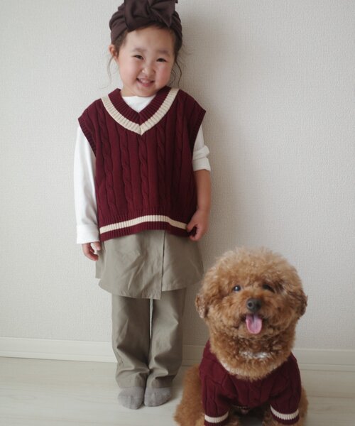 CIAOPANIC TYPY（チャオパニックティピー）の「【KIDS】TEE付きで簡単レイヤード！チルデンニットベスト（ニット/セーター・キッズ・ネイビー/グレー/バーガンディー・150/130/110）」の20枚目の写真