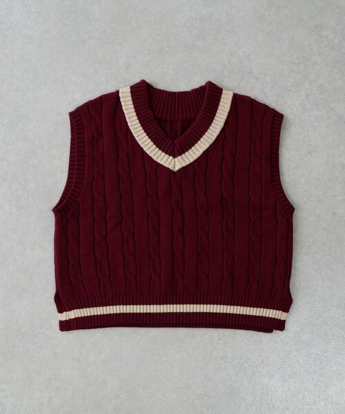 セール】【KIDS】TEE付きで簡単レイヤード！チルデンニットベスト