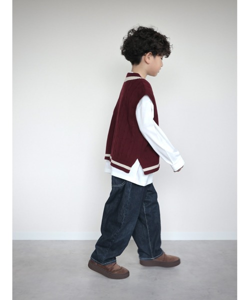 CIAOPANIC TYPY（チャオパニックティピー）の「【KIDS】TEE付きで簡単レイヤード！チルデンニットベスト（ニット/セーター・キッズ・ネイビー/グレー/バーガンディー・150/130/110）」の7枚目の写真