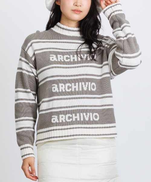 archivio（アルチビオ）の「<LADIES>モールラインボーダーニット（ニット/セーター・レディース・グレー/ピンク/ホワイト・S/M）」の3枚目の写真