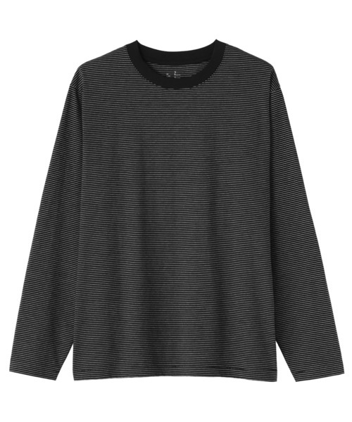 無印良品（ムジルシリョウヒン）の「紳士　天竺編みクルーネック長袖Ｔシャツ（ボーダー）（Tシャツ/カットソー・メンズ・ネイビー系/ダークブラウン系/ホワイト系/ブラック系・S/M/L/XL）」の17枚目の写真
