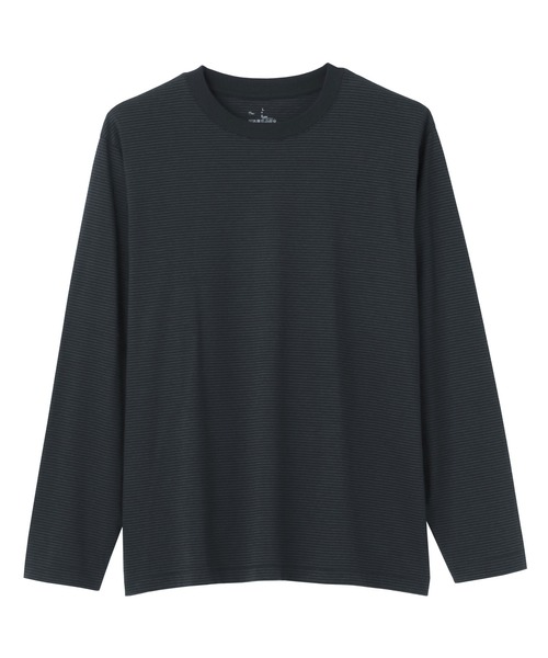 無印良品（ムジルシリョウヒン）の「紳士　天竺編みクルーネック長袖Ｔシャツ（ボーダー）（Tシャツ/カットソー・メンズ・ネイビー系/ダークブラウン系/ホワイト系/ブラック系・S/M/L/XL）」の7枚目の写真