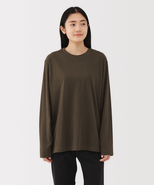 無印良品（ムジルシリョウヒン）の「紳士　天竺編みクルーネック長袖Ｔシャツ（ボーダー）（Tシャツ/カットソー・メンズ・ネイビー系/ダークブラウン系/ホワイト系/ブラック系・S/M/L/XL）」の19枚目の写真
