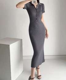 ポロニットワンピース 半袖 ロングワンピ