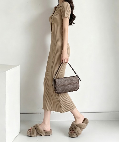 Miniministore（ミニミニストア）の「ポロニットワンピース 半袖 ロングワンピ（ワンピース・レディース・アイボリー/ダークグレー/ブラック/モカ・FREE）」の17枚目の写真