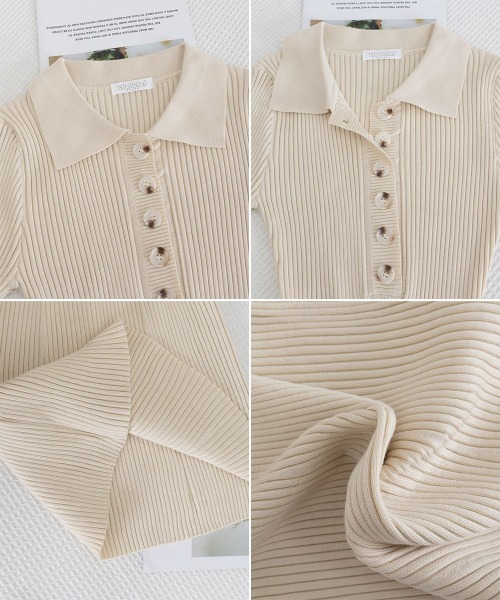 Miniministore（ミニミニストア）の「ポロニットワンピース 半袖 ロングワンピ（ワンピース・レディース・アイボリー/ダークグレー/ブラック/モカ・FREE）」の7枚目の写真