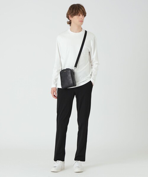 BLACK LABEL CRESTBRIDGE(ブラックレーベル・クレストブリッジ)の「エンボスチェックミニクロスボディバッグ(ショルダーバッグ・メンズ・ブラック/チャコールグレー・FREE)」の11枚目の写真