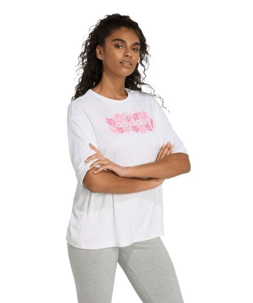 adidas(アディダス)の「アディダス adidas ソフトサイド スリム グラフィックTシャツ(Tシャツ/カットソー・レディース・ネイビー/ホワイト/ライラック・M/L)」の6枚目の写真