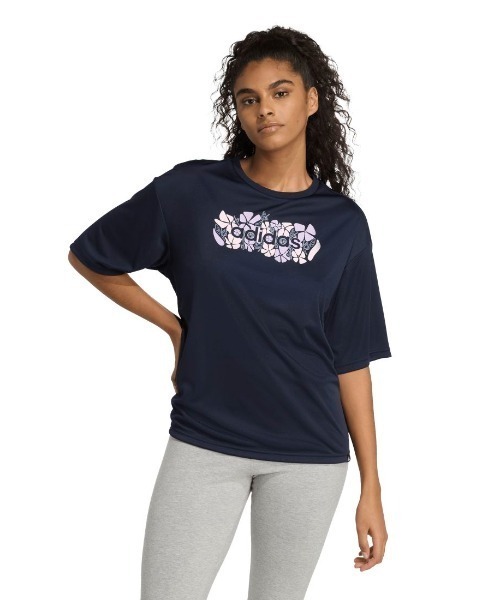 adidas(アディダス)の「アディダス adidas ソフトサイド スリム グラフィックTシャツ(Tシャツ/カットソー・レディース・ネイビー/ホワイト/ライラック・M/L)」の13枚目の写真