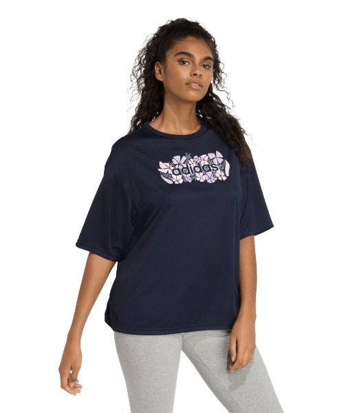adidas(アディダス)の「アディダス adidas ソフトサイド スリム グラフィックTシャツ(Tシャツ/カットソー・レディース・ネイビー/ホワイト/ライラック・M/L)」の14枚目の写真