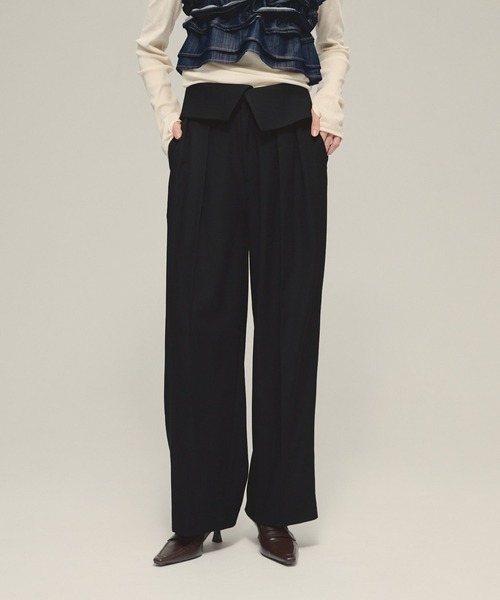 eL(エル)の「【eL】Wrap Up Trouser Pants/593331(スラックス・レディース・ブラウン/ブラック・FREE)」の2枚目の写真