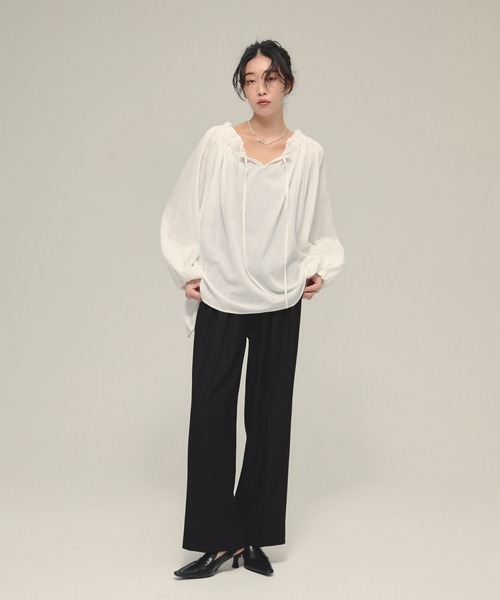 eL(エル)の「【eL】Wrap Up Trouser Pants/593331(スラックス・レディース・ブラウン/ブラック・FREE)」の3枚目の写真