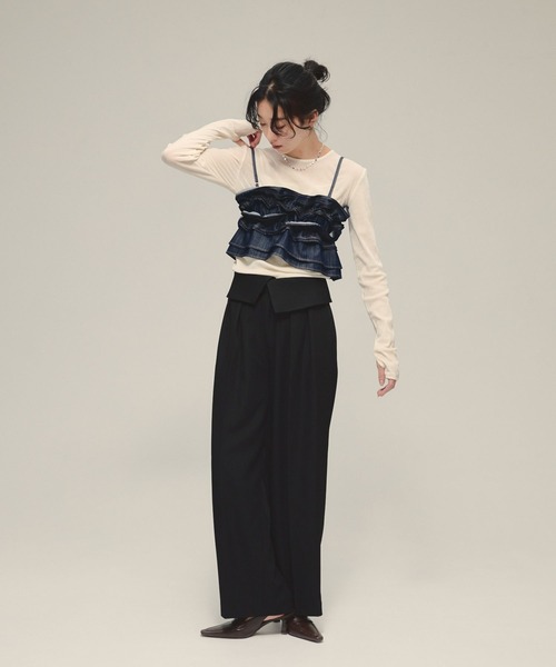 eL(エル)の「【eL】Wrap Up Trouser Pants/593331(スラックス・レディース・ブラウン/ブラック・FREE)」の6枚目の写真