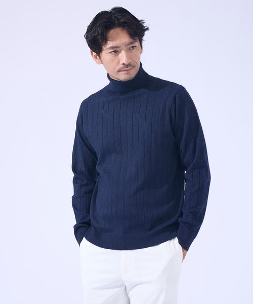 ABAHOUSE GRAY（アバハウスグレイ）の「【カシミヤタッチ】タートルネック ニット / ウォッシャブル（ニット/セーター・メンズ・ホワイト/セージグリーン/ネイビー/チャコールグレー/ブラック・46/48/50）」の5枚目の写真