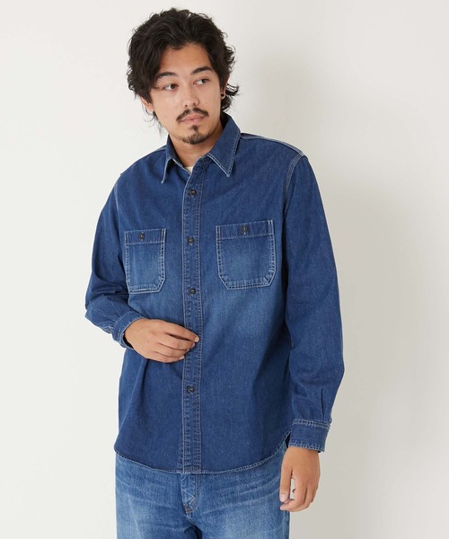 BLUE BLUE(ブルーブルー)の「ジャカード シャツデニム 2ポケットワークシャツ /VINTAGE WASH(シャツ/ブラウス・メンズ・ブルー・M/XL/L/S)」の7枚目の写真
