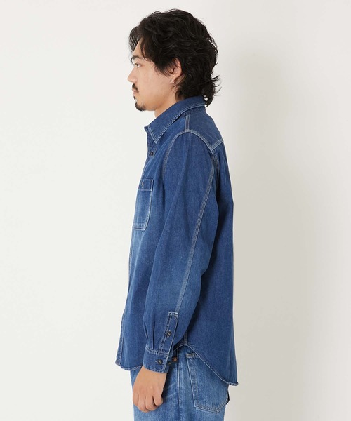 BLUE BLUE(ブルーブルー)の「ジャカード シャツデニム 2ポケットワークシャツ /VINTAGE WASH(シャツ/ブラウス・メンズ・ブルー・M/XL/L/S)」の8枚目の写真
