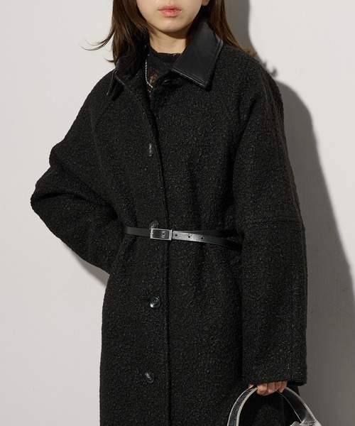 メゾンスペシャル　ループツイードステンカラーコート　アンゴラ混　ツイード　美品 メゾンスペシャル ループツイードステンカラーコート アンゴラ混