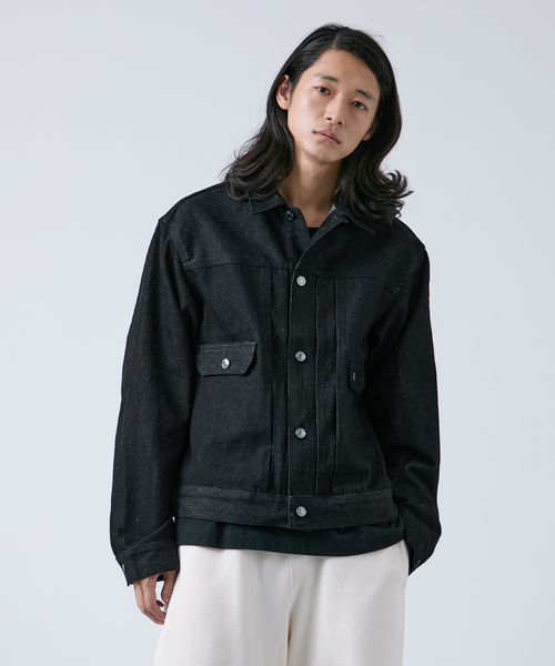 B.C STOCK（ベーセーストック）の「《追加2》12.5oz TYPE2 リジットデニムジャケット（ブルゾン・メンズ・ブラック/ネイビー・MEDIUM/LARGE）」の2枚目の写真