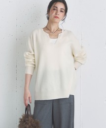 カシミヤウールキーネックニットプルオーバー