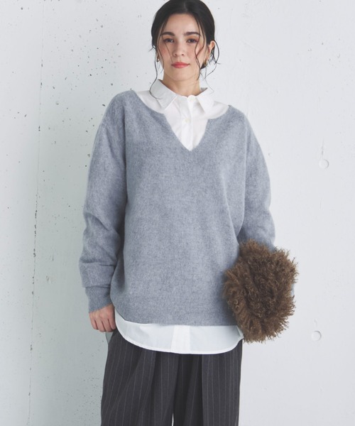 セール】カシミヤウールキーネックニットプルオーバー（ニット