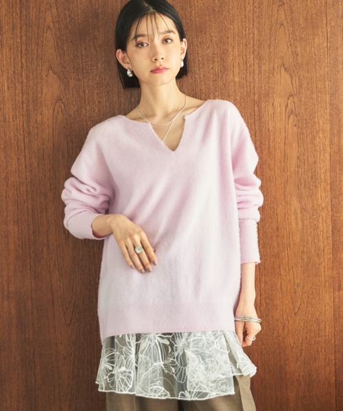 Doux archives（ドゥアルシーヴ）の「カシミヤウールキーネックニットプルオーバー（ニット/セーター・レディース・アイボリー/グレー/ピンク・FREE）」の13枚目の写真