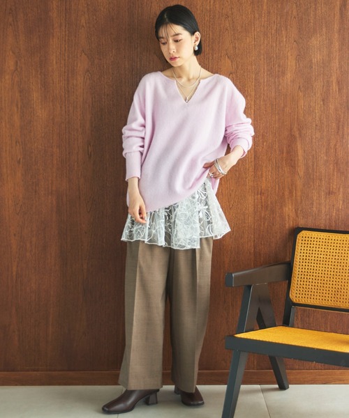 Doux archives（ドゥアルシーヴ）の「カシミヤウールキーネックニットプルオーバー（ニット/セーター・レディース・アイボリー/グレー/ピンク・FREE）」の6枚目の写真