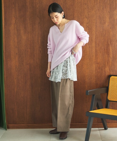 Doux archives（ドゥアルシーヴ）の「カシミヤウールキーネックニットプルオーバー（ニット/セーター・レディース・アイボリー/グレー/ピンク・FREE）」の7枚目の写真