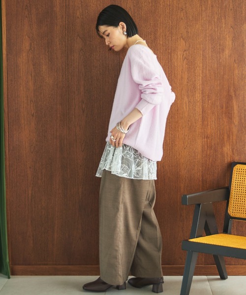 Doux archives（ドゥアルシーヴ）の「カシミヤウールキーネックニットプルオーバー（ニット/セーター・レディース・アイボリー/グレー/ピンク・FREE）」の8枚目の写真