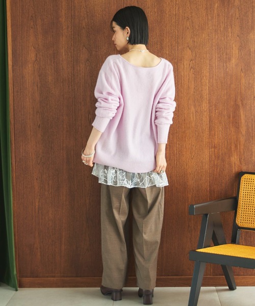 Doux archives（ドゥアルシーヴ）の「カシミヤウールキーネックニットプルオーバー（ニット/セーター・レディース・アイボリー/グレー/ピンク・FREE）」の9枚目の写真