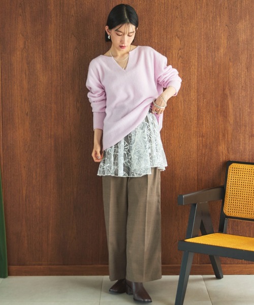 Doux archives（ドゥアルシーヴ）の「カシミヤウールキーネックニットプルオーバー（ニット/セーター・レディース・アイボリー/グレー/ピンク・FREE）」の10枚目の写真