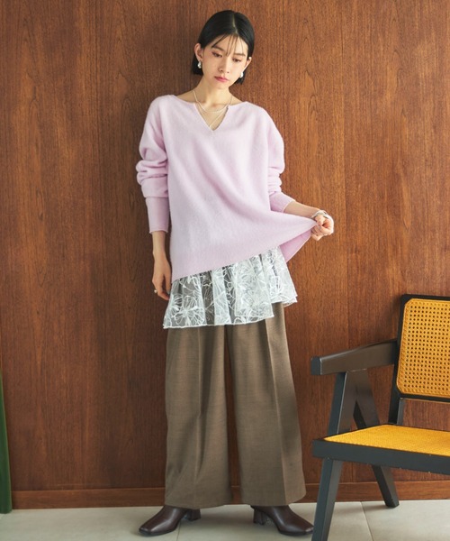 Doux archives（ドゥアルシーヴ）の「カシミヤウールキーネックニットプルオーバー（ニット/セーター・レディース・アイボリー/グレー/ピンク・FREE）」の11枚目の写真