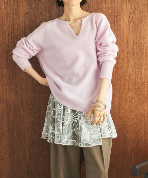 Doux archives（ドゥアルシーヴ）の「カシミヤウールキーネックニットプルオーバー（ニット/セーター・レディース・アイボリー/グレー/ピンク・FREE）」の18枚目の写真