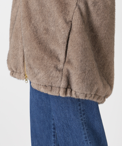 手洗い可 / フード付きミンク調ファーベスト（その他アウター）｜B.C