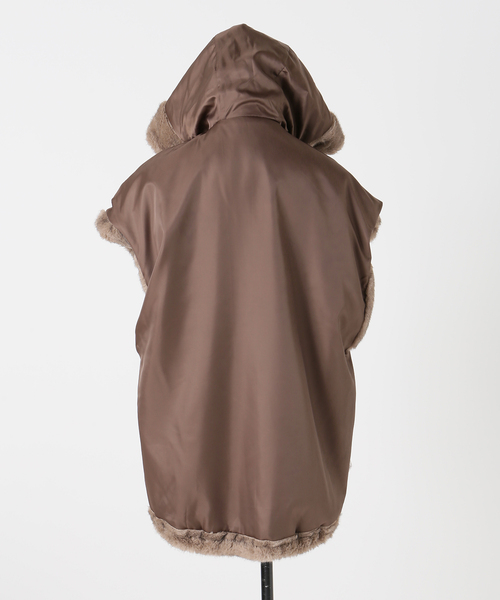 手洗い可 / フード付きミンク調ファーベスト（その他アウター）｜B.C