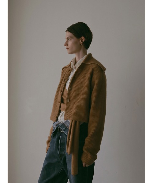 HER.（ハー）の「カラーニットカーディガン（ニット/セーター・レディース・キャメル/チャコールグレー・フリー）」の6枚目の写真