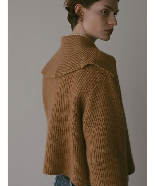 HER.（ハー）の「カラーニットカーディガン（ニット/セーター・レディース・キャメル/チャコールグレー・フリー）」の4枚目の写真