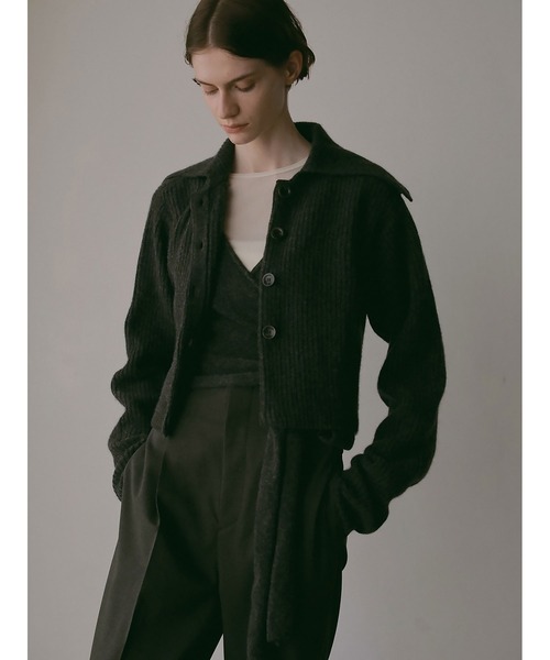 HER.（ハー）の「カラーニットカーディガン（ニット/セーター・レディース・キャメル/チャコールグレー・フリー）」の3枚目の写真