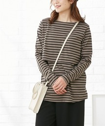QUNTSTYLE（キュントスタイル）の「【産前・産後　授乳服】授乳しやすい　ボートネック長袖ボーダーＴシャツ（マタニティウェア/グッズ）」