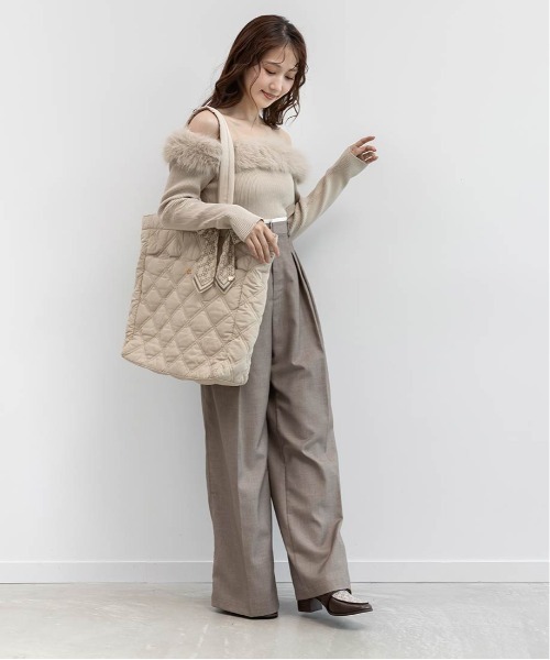 RANDA（ランダ）の「【A4対応】2WAY リボンキルティングトートバッグ（トートバッグ・レディース・ベージュ/アイボリー/ブラック/ブルー/ピンク・FREE）」の11枚目の写真