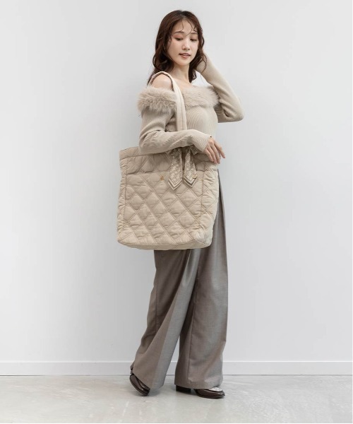 RANDA（ランダ）の「【A4対応】2WAY リボンキルティングトートバッグ（トートバッグ・レディース・ベージュ/アイボリー/ブラック/ブルー/ピンク・FREE）」の12枚目の写真