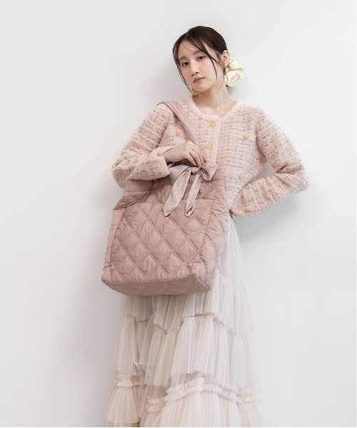 RANDA（ランダ）の「【A4対応】2WAY リボンキルティングトートバッグ（トートバッグ・レディース・ベージュ/アイボリー/ブラック/ブルー/ピンク・FREE）」の15枚目の写真