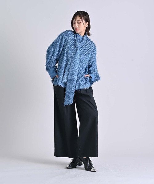 RAW FUDGE（ローファッジ）の「３タックワイドパンツ（スラックス・レディース・ブラック/キャメル・M）」の10枚目の写真