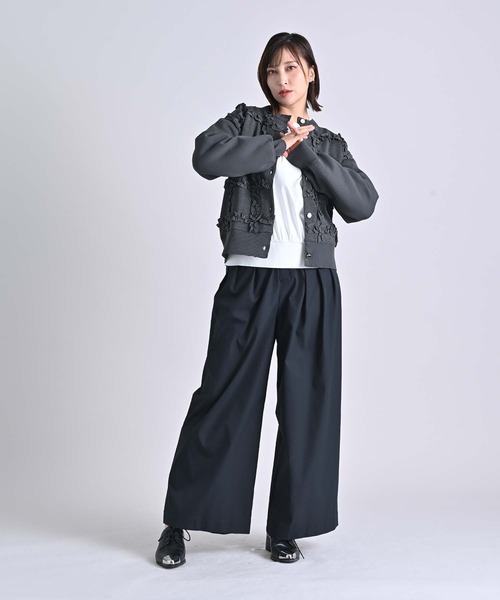 RAW FUDGE（ローファッジ）の「３タックワイドパンツ（スラックス・レディース・ブラック/キャメル・M）」の6枚目の写真