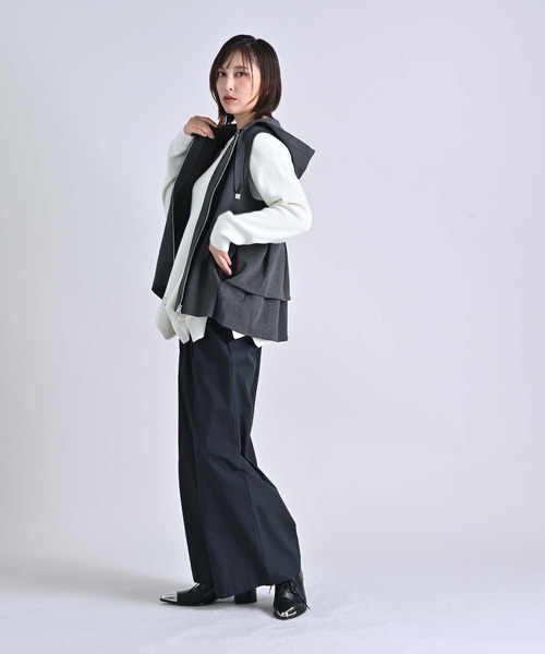 RAW FUDGE（ローファッジ）の「３タックワイドパンツ（スラックス・レディース・ブラック/キャメル・M）」の7枚目の写真