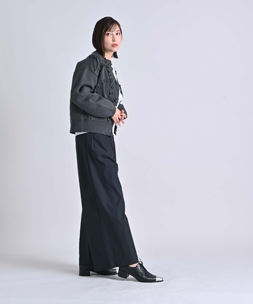 RAW FUDGE（ローファッジ）の「３タックワイドパンツ（スラックス・レディース・ブラック/キャメル・M）」の5枚目の写真